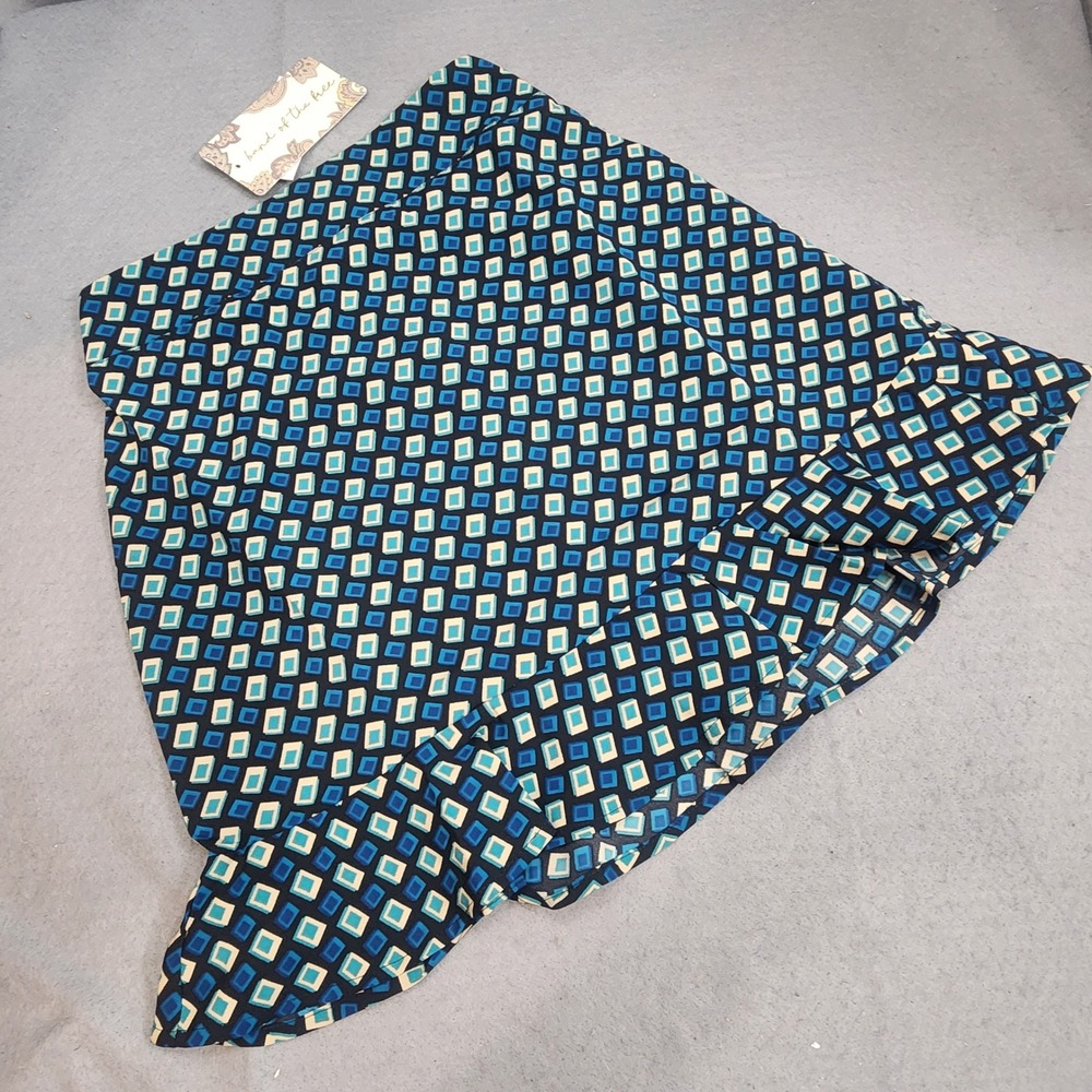 Band of the Free Mini Skirt Black Deep Teal Geometric Smocked Women Size S NEW